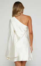 Black Dress Simple One Shoulder Long Sleeve Mini Cocktail Dresses A-Line Solid Color Homecoming Dress
