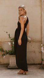 Yellow Dress Simple One Shoulder Maxi Dress Sheath Backless Solid Color Sleeveless Belt/Sash Prom Dress