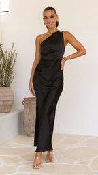 Yellow Dress Simple One Shoulder Maxi Dress Sheath Sleeveless Solid Color Cold Shoulder Prom Dress