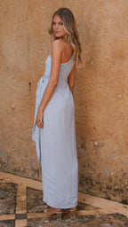 Yellow Dress Simple One Shoulder Maxi Dress Sheath Backless Solid Color Sleeveless Belt/Sash Prom Dress