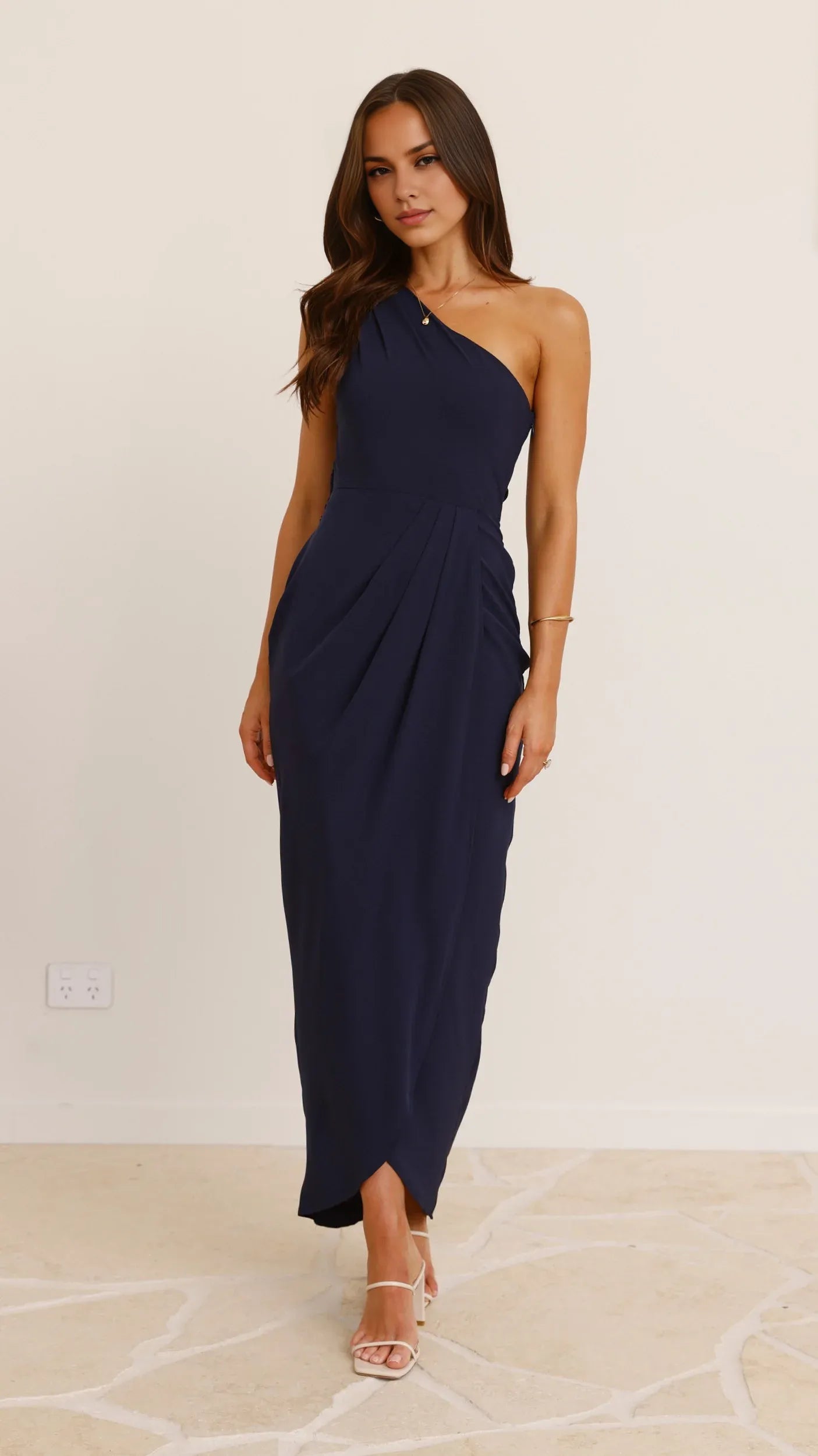 Yellow Dress Simple One Shoulder Maxi Dress Sheath Backless Solid Color Sleeveless Belt/Sash Prom Dress
