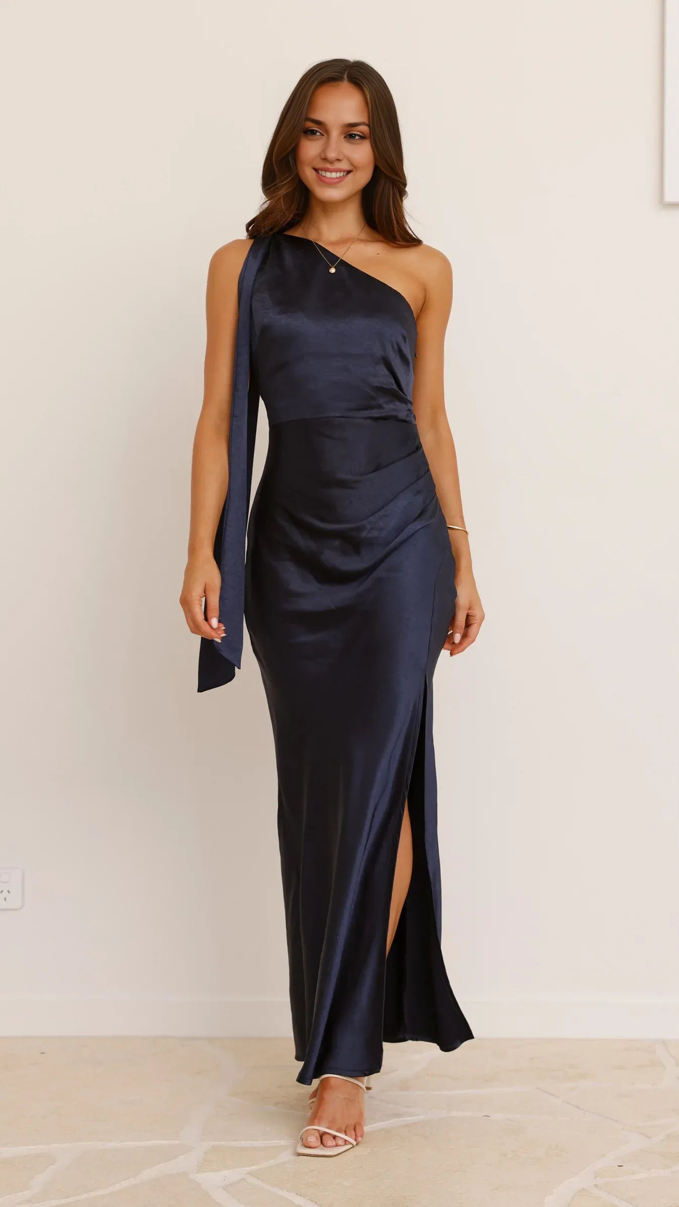 Black Dress Simple One Shoulder Maxi Dress Sheath Backless Solid Color Sleeveless Prom Dress