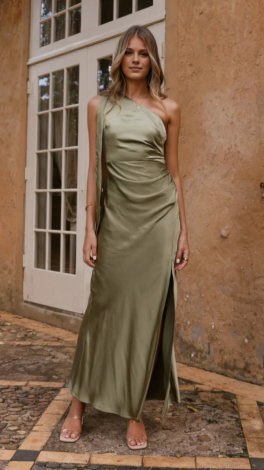 Black Dress Simple One Shoulder Maxi Dress Sheath Backless Solid Color Sleeveless Prom Dress