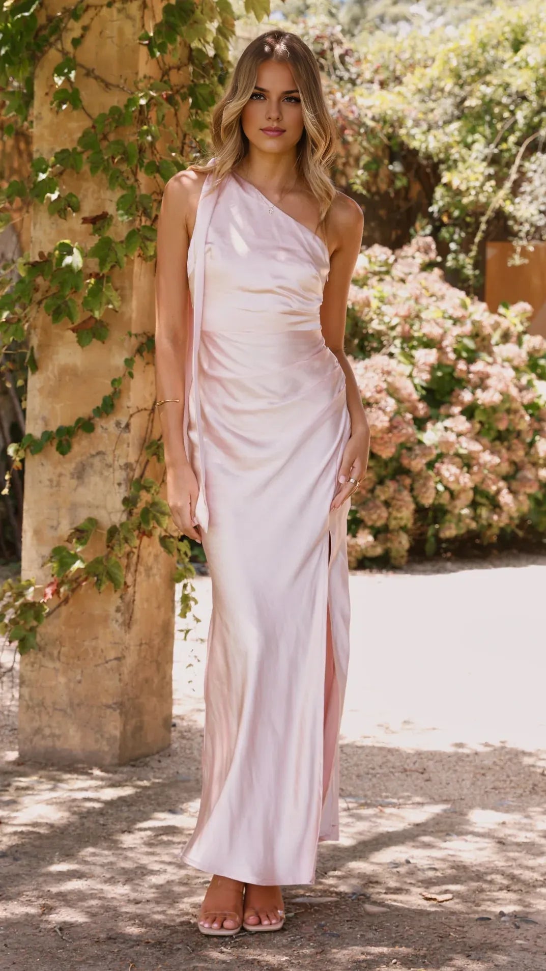 Black Dress Simple One Shoulder Maxi Dress Sheath Backless Solid Color Sleeveless Prom Dress