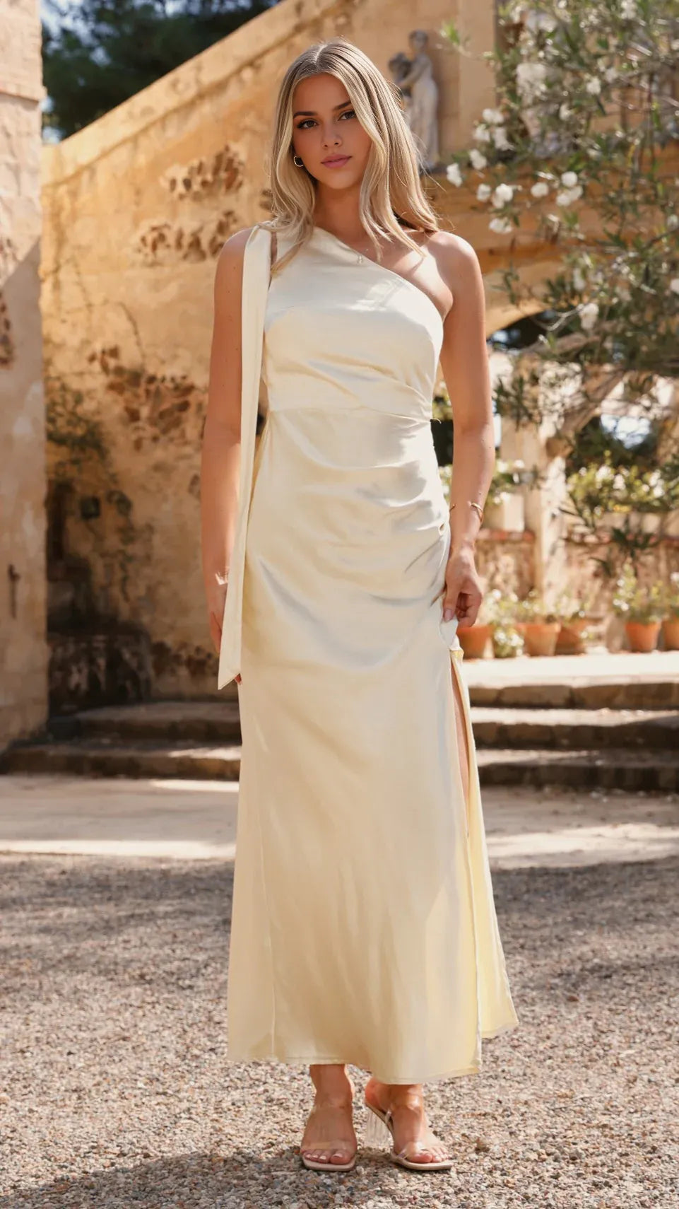 Black Dress Simple One Shoulder Maxi Dress Sheath Backless Solid Color Sleeveless Prom Dress