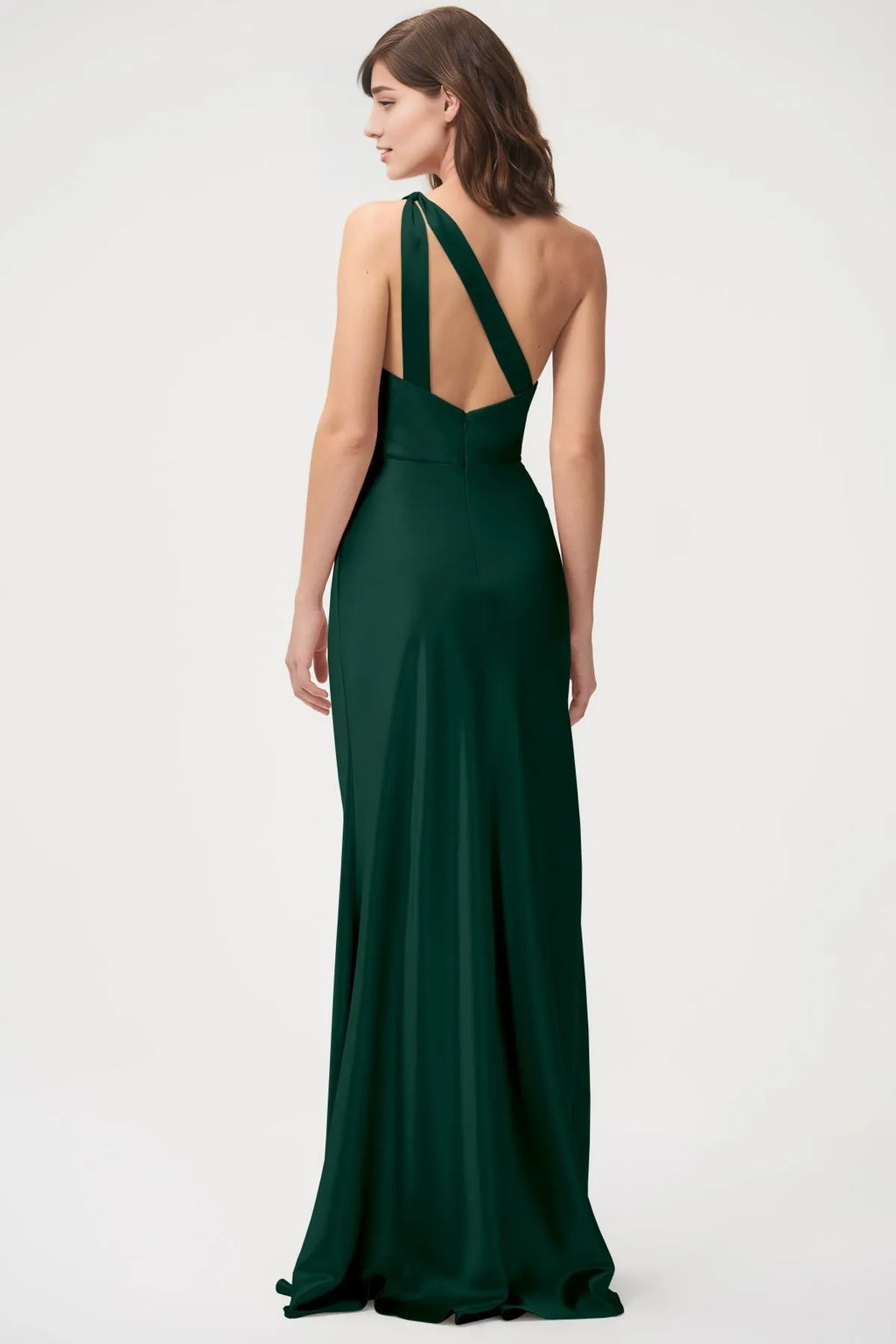 Dress Simple One Shoulder Sleeveless Open Back Evening Dress Bridesmaid Dress Floor-Length Sheath Solid Color Prom Dress