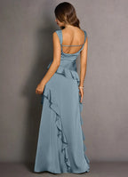 Dress Simple Regular Straps Sleeveless Backless Ruffles Mermaid Evening Dress Maxi Dress Prom Dress