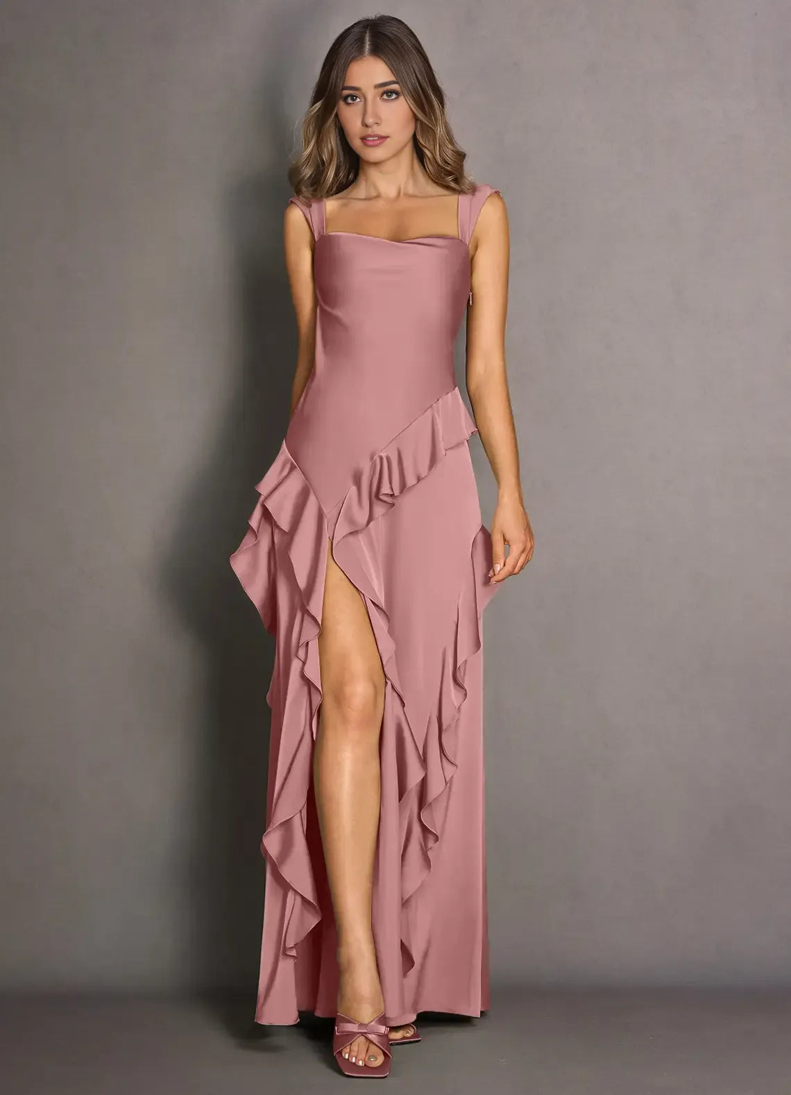 Dress Simple Regular Straps Sleeveless Backless Ruffles Mermaid Evening Dress Maxi Dress Prom Dress