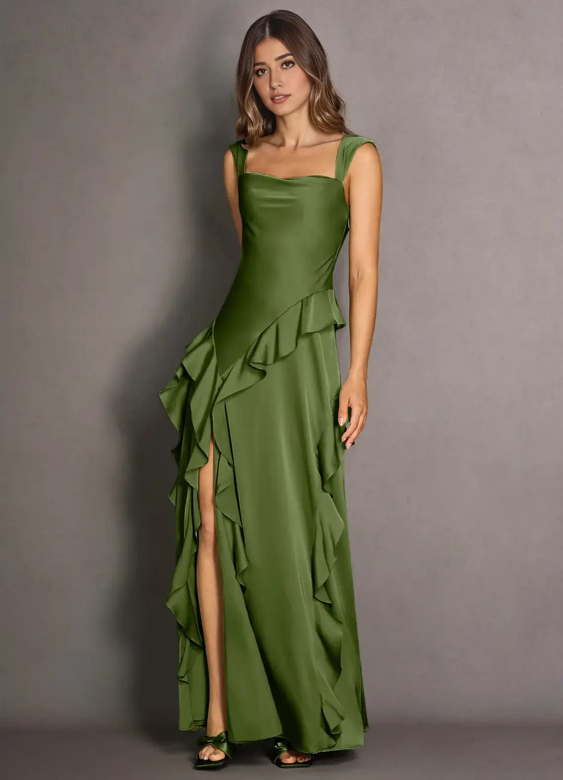 Dress Simple Regular Straps Sleeveless Backless Ruffles Mermaid Evening Dress Maxi Dress Prom Dress