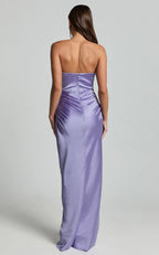 Lilac Dress Simple Strapless Cut Out Maxi Dress Sheath Sleeveless Backless Evening Dress
