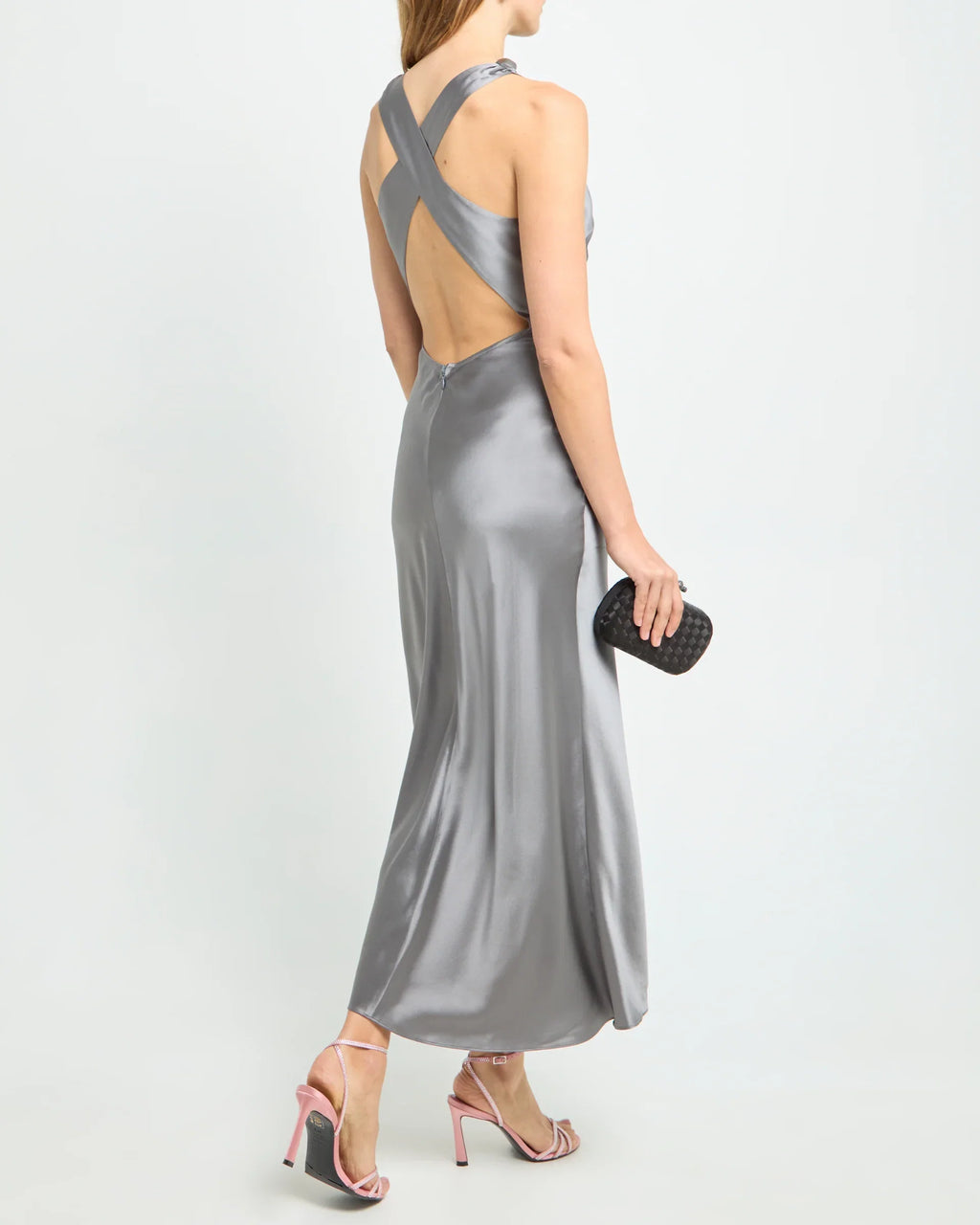 Dress Simple Sheath Ankle-Length Sleeveless Party Dresses Hight Solid Color Open Back Evening Dress