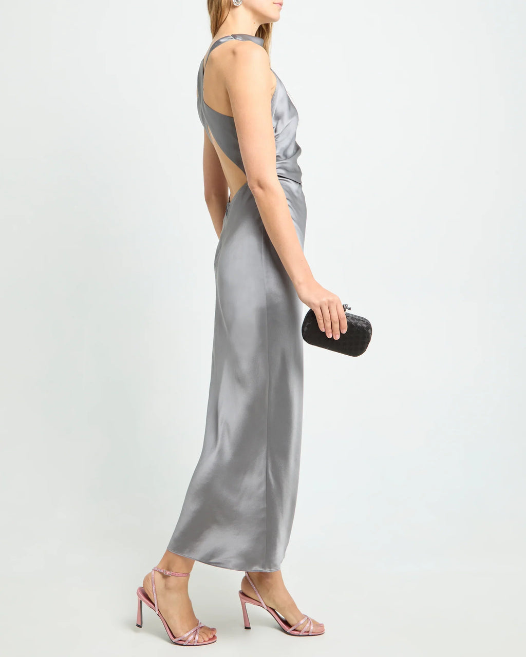 Dress Simple Sheath Ankle-Length Sleeveless Party Dresses Hight Solid Color Open Back Evening Dress
