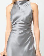 Dress Simple Sheath Ankle-Length Sleeveless Party Dresses Hight Solid Color Open Back Evening Dress