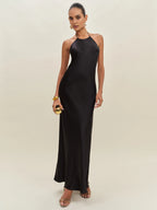 Dress Simple Solid Color Scoop Neck Sleeveless Mermaid Prom Dress Maxi Dress Backless Up Evening Dress