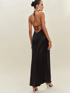 Dress Simple Solid Color Scoop Neck Sleeveless Mermaid Prom Dress Maxi Dress Backless Up Evening Dress