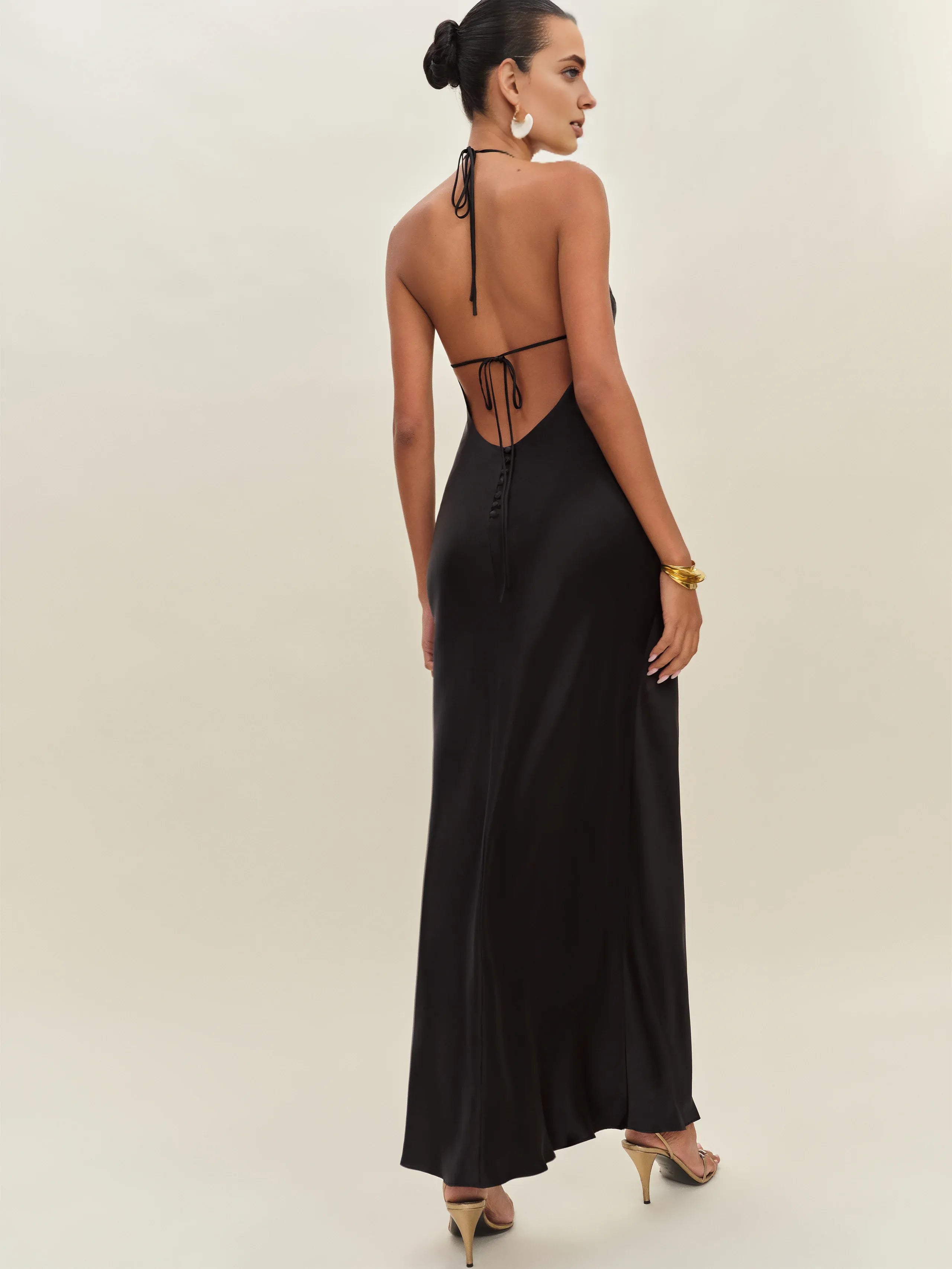 Dress Simple Solid Color Scoop Neck Sleeveless Mermaid Prom Dress Maxi Dress Backless Up Evening Dress