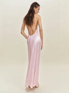 Dress Simple Solid Color Scoop Neck Sleeveless Mermaid Prom Dress Maxi Dress Backless Up Evening Dress