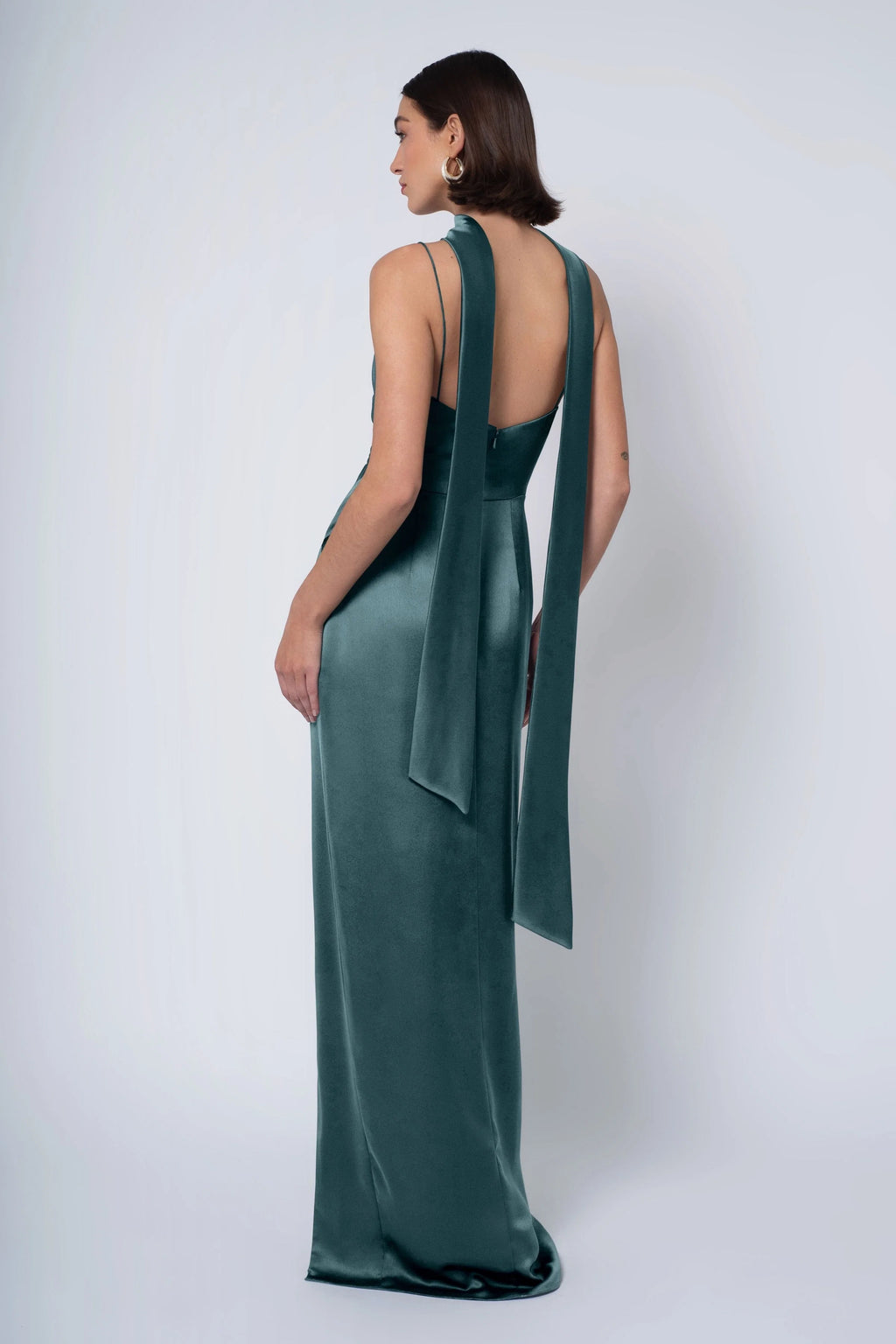Dress Simple Spaghetti Straps Scoop Evening Dress Bridesmaid Dress Floor-Length Sheath Side Slit Backless Prom Dress