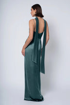 Dress Simple Spaghetti Straps Scoop Evening Dress Bridesmaid Dress Floor-Length Sheath Side Slit Backless Prom Dress