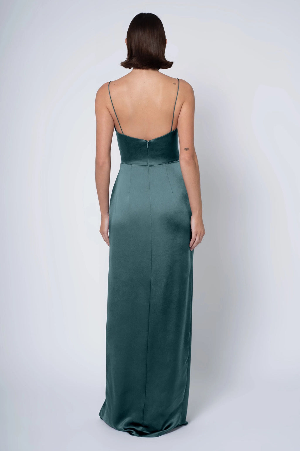 Dress Simple Spaghetti Straps Scoop Evening Dress Bridesmaid Dress Floor-Length Sheath Side Slit Backless Prom Dress