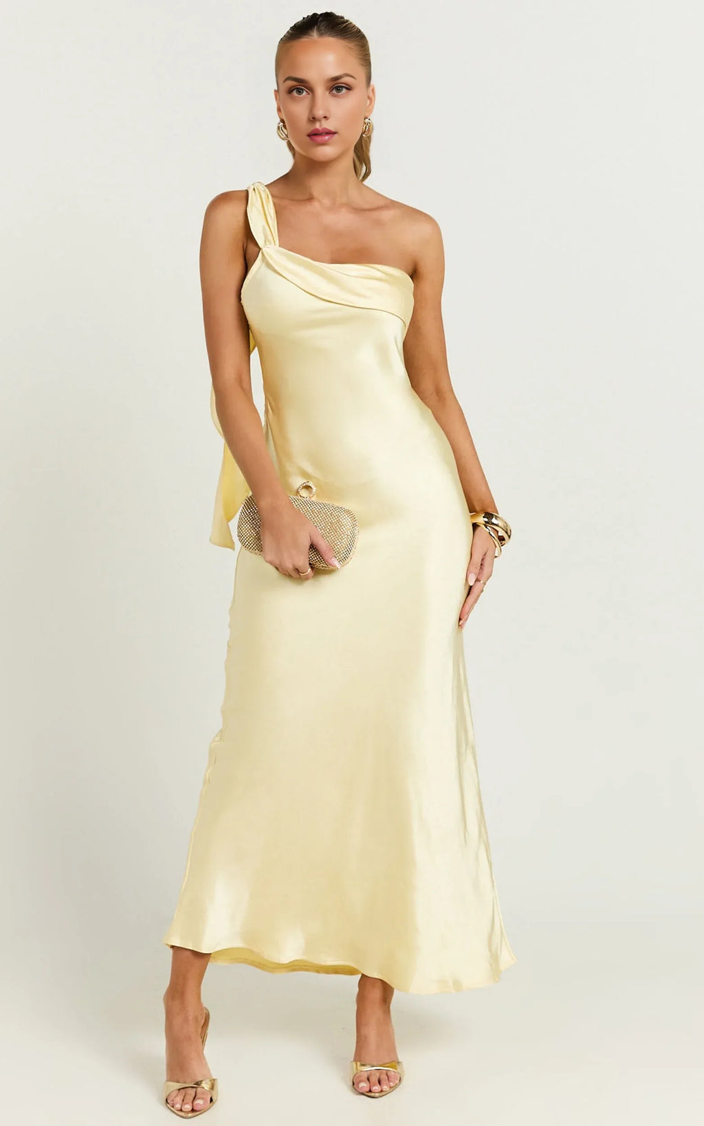 Dress Simple Strapless One shoulder Slip Midi Dress Solid Color Sleeveless Backless Sage Party Evening Dress