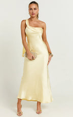Dress Simple Strapless One shoulder Slip Midi Dress Solid Color Sleeveless Backless Sage Party Evening Dress