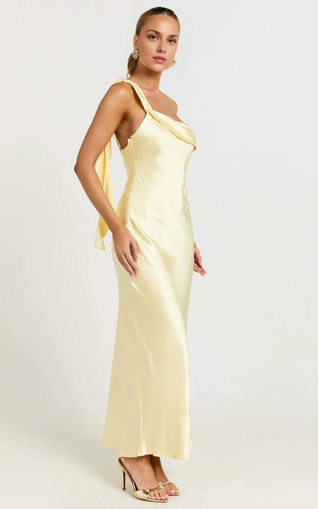 Dress Simple Strapless One shoulder Slip Midi Dress Solid Color Sleeveless Backless Sage Party Evening Dress