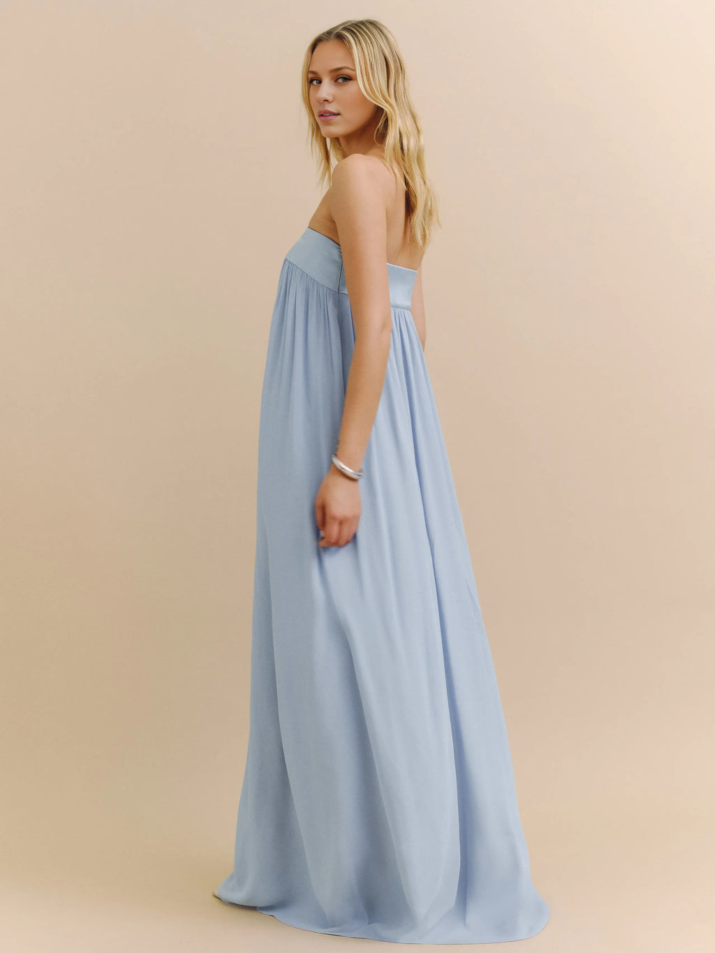 Dress Simple Strapless Sleeveless A-line Prom Dress Maxi Dress Pleated Backless Evening Dress