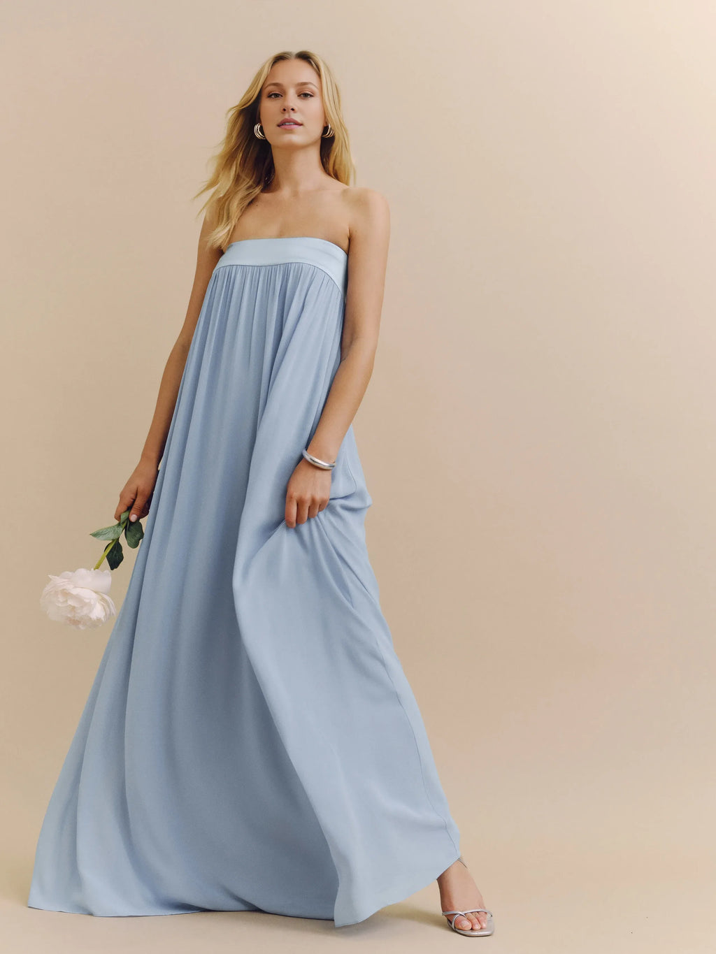 Dress Simple Strapless Sleeveless A-line Prom Dress Maxi Dress Pleated Backless Evening Dress