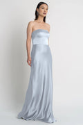 Dress Simple Strapless Sleeveless Open Back Evening Dress Bridesmaid Dress Floor-Length Sheath Solid Color Prom Dress