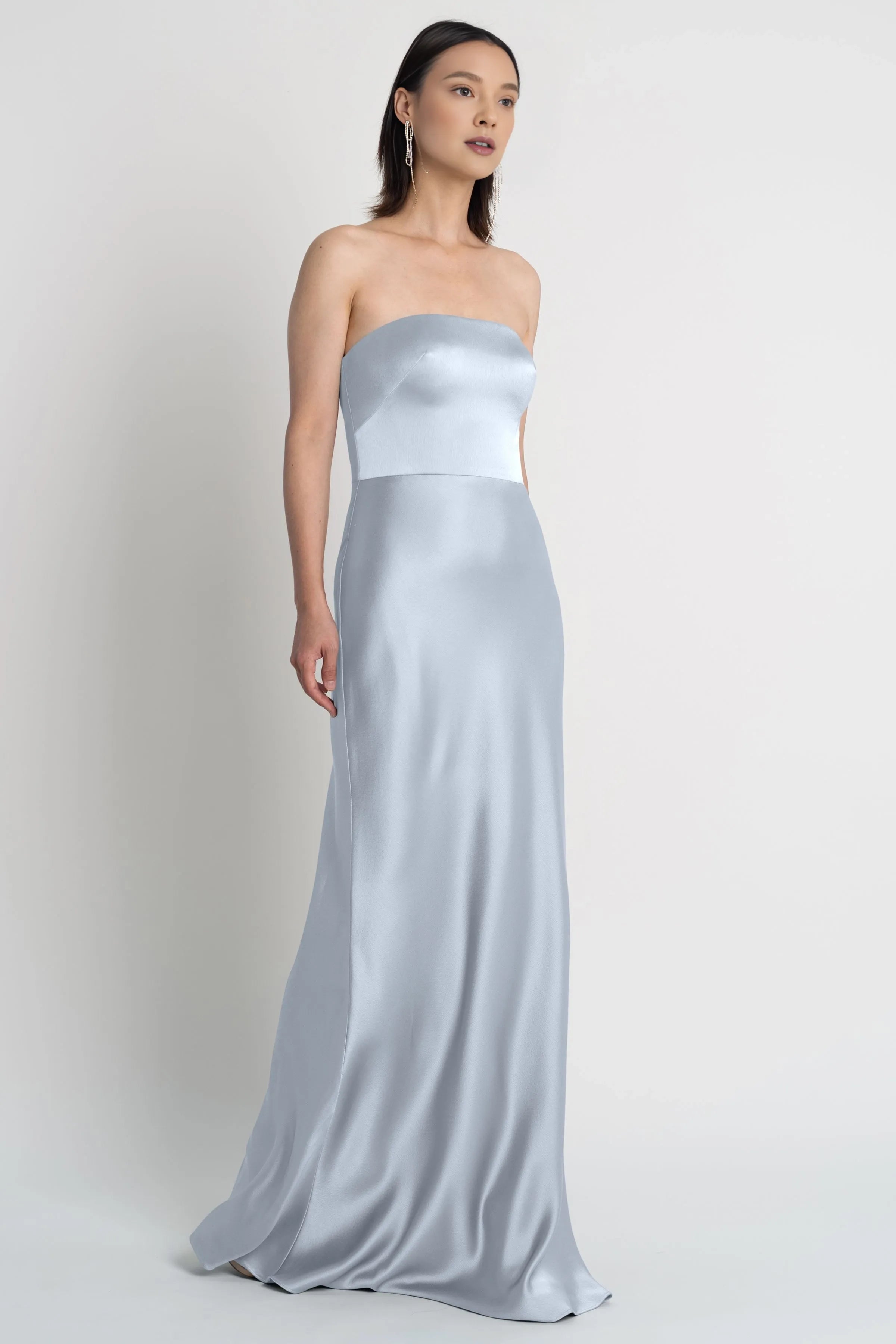 Dress Simple Strapless Sleeveless Open Back Evening Dress Bridesmaid Dress Floor-Length Sheath Solid Color Prom Dress