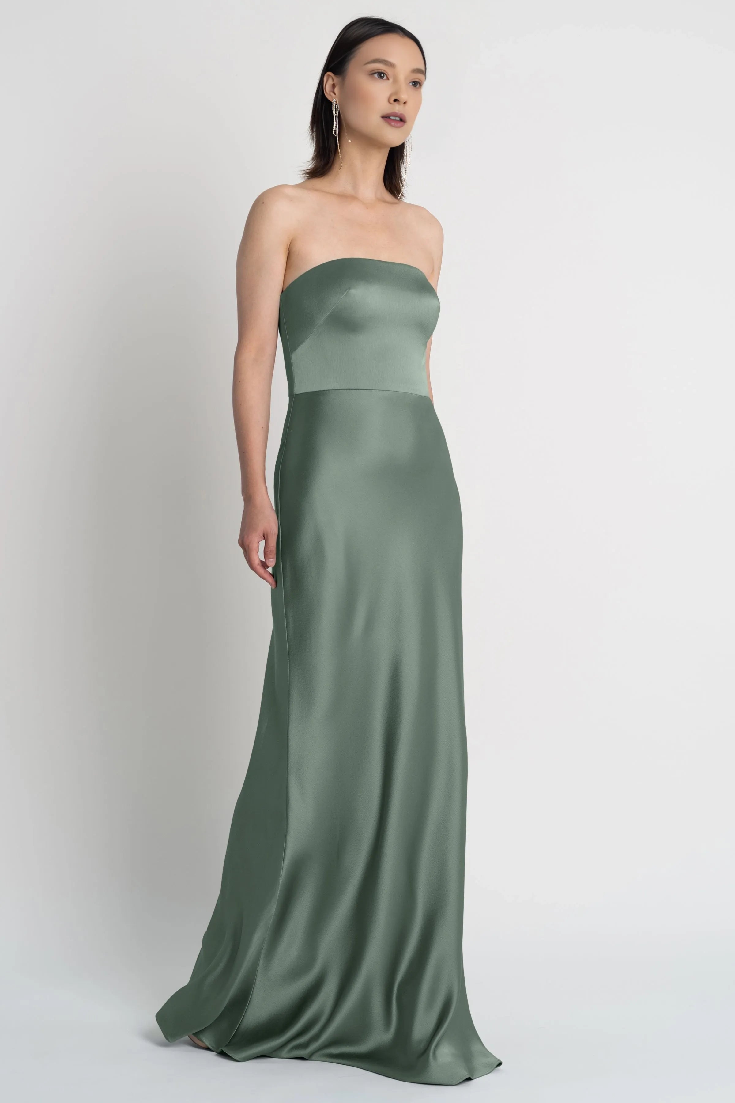 Dress Simple Strapless Sleeveless Open Back Evening Dress Bridesmaid Dress Floor-Length Sheath Solid Color Prom Dress