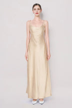 Dress Spaghetti Strap Floor Length Maxi Dress Sleeveless Elegant Round Neck Backless Prom Dress