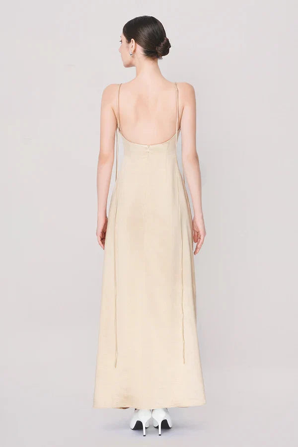 Dress Spaghetti Strap Floor Length Maxi Dress Sleeveless Elegant Round Neck Backless Prom Dress
