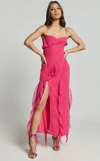 Lilac Dress Spaghetti Straps Ruffle Midi Dress Modern Solid Color Sleeveless Backless Party Evening Dress