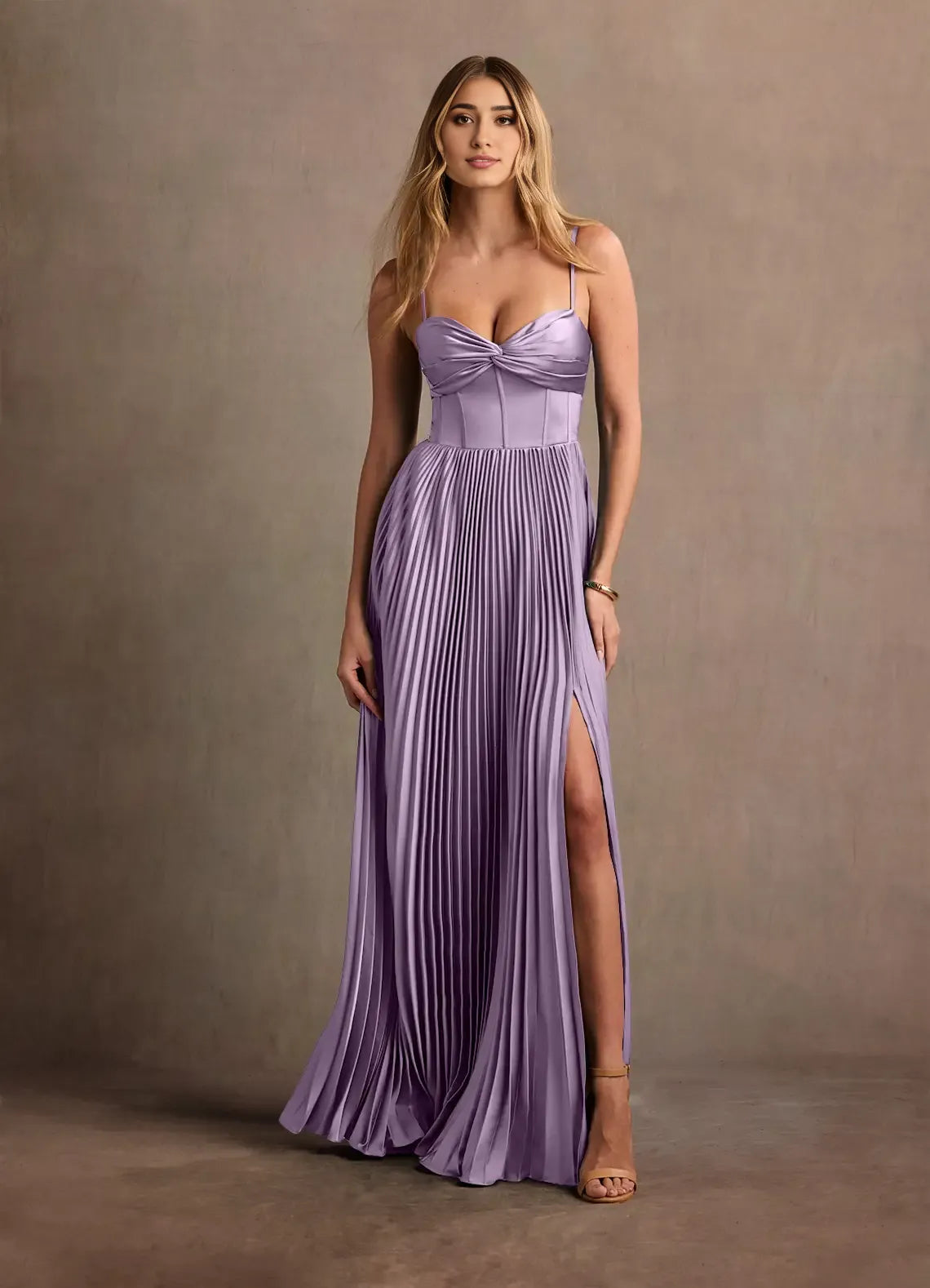 Dress Spaghetti Straps Sweetheart Elegant Maxi Dress Prom Dress Backless Ruched A-Line Evening Dress With Slit
