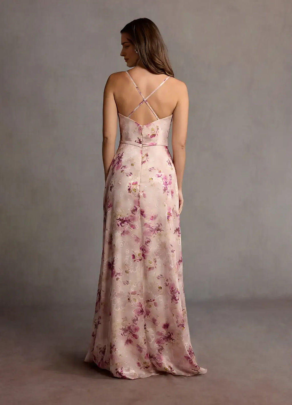 Dress Spaghetti Straps V Neck Romantic Floral Maxi Dress Sleeveless Ruffle Slit Floor Length Backless Prom Dress