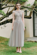 Dress Sparkle A-line Corset Waist Ankle Length Maxi Dress Sleeveless Elegant Pleated Backless Prom Dress