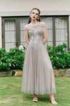 Dress Sparkle A-line Corset Waist Ankle Length Maxi Dress Sleeveless Elegant Pleated Backless Prom Dress