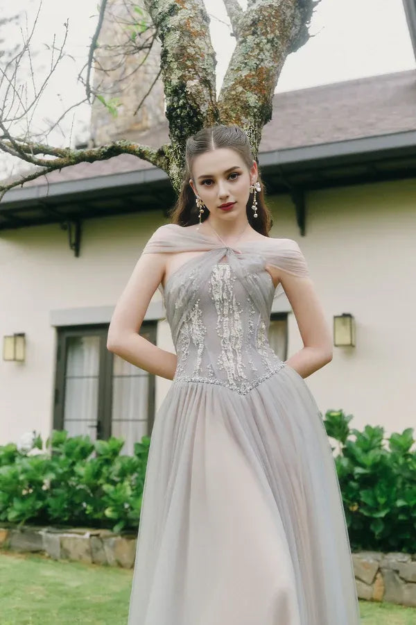 Dress Sparkle A-line Corset Waist Ankle Length Maxi Dress Sleeveless Elegant Pleated Backless Prom Dress