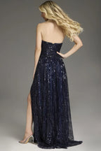 Dress Sparkle & Shine Long Evening Formal Dress Sleeveless Strapless Prom Dress With Hight Slit