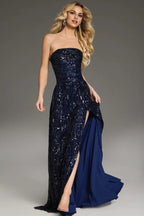 Dress Sparkle & Shine Long Evening Formal Dress Sleeveless Strapless Prom Dress With Hight Slit