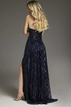 Dress Sparkle & Shine Long Evening Formal Dress Sleeveless Strapless Prom Dress With Hight Slit