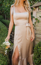 Dress Square Neck Champagne Sleeveless Maxi Dress Column Solid Color Backless Fashion Prom Dress