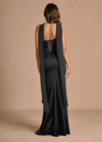 Dress Strapless Elegant Sleeveless Mermaid Maxi Dress Prom Dress Simple Backless Back Evening Dress