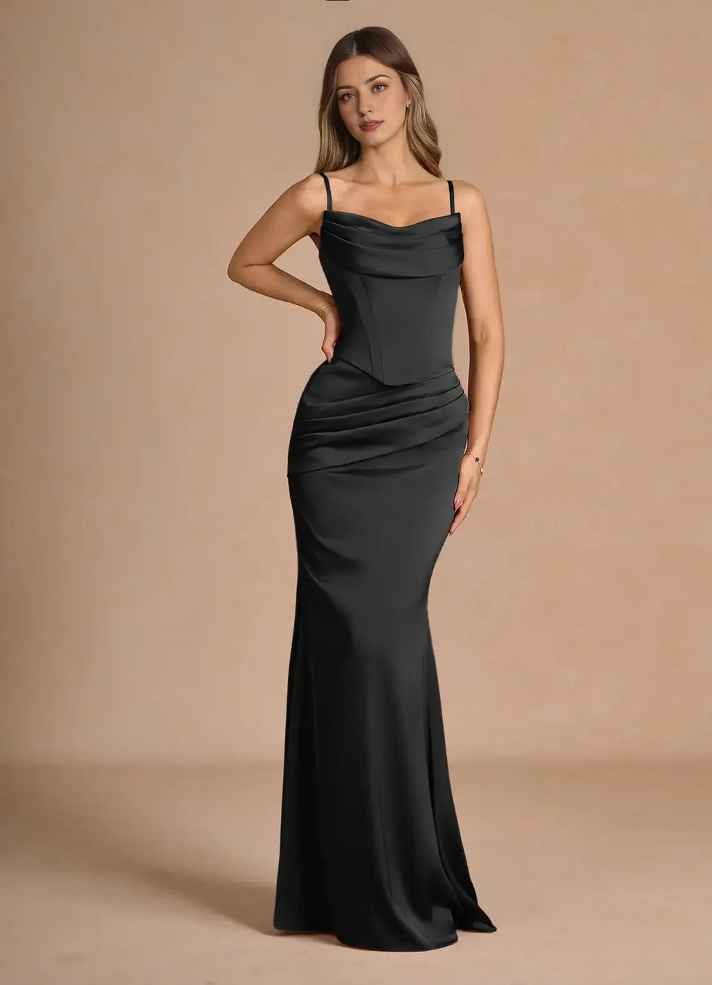 Dress Strapless Elegant Sleeveless Mermaid Maxi Dress Prom Dress Simple Backless Back Evening Dress