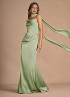 Dress Strapless Elegant Sleeveless Mermaid Maxi Dress Prom Dress Simple Backless Back Evening Dress