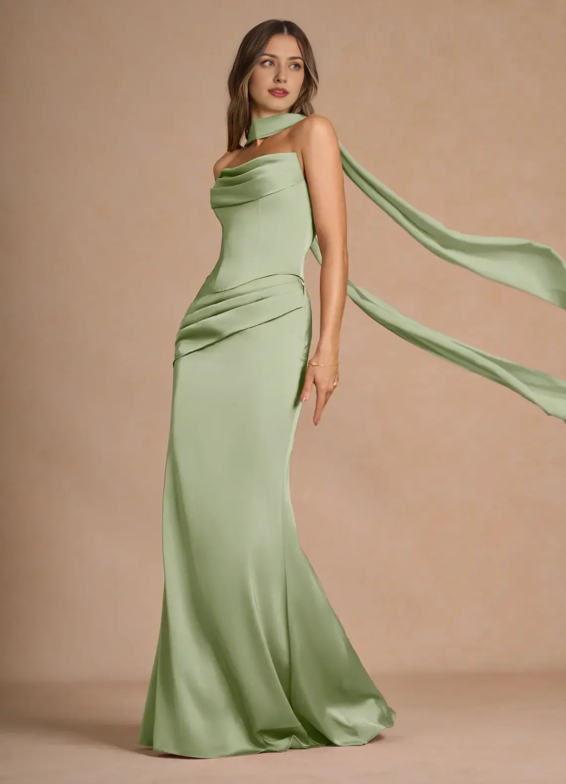 Dress Strapless Elegant Sleeveless Mermaid Maxi Dress Prom Dress Simple Backless Back Evening Dress