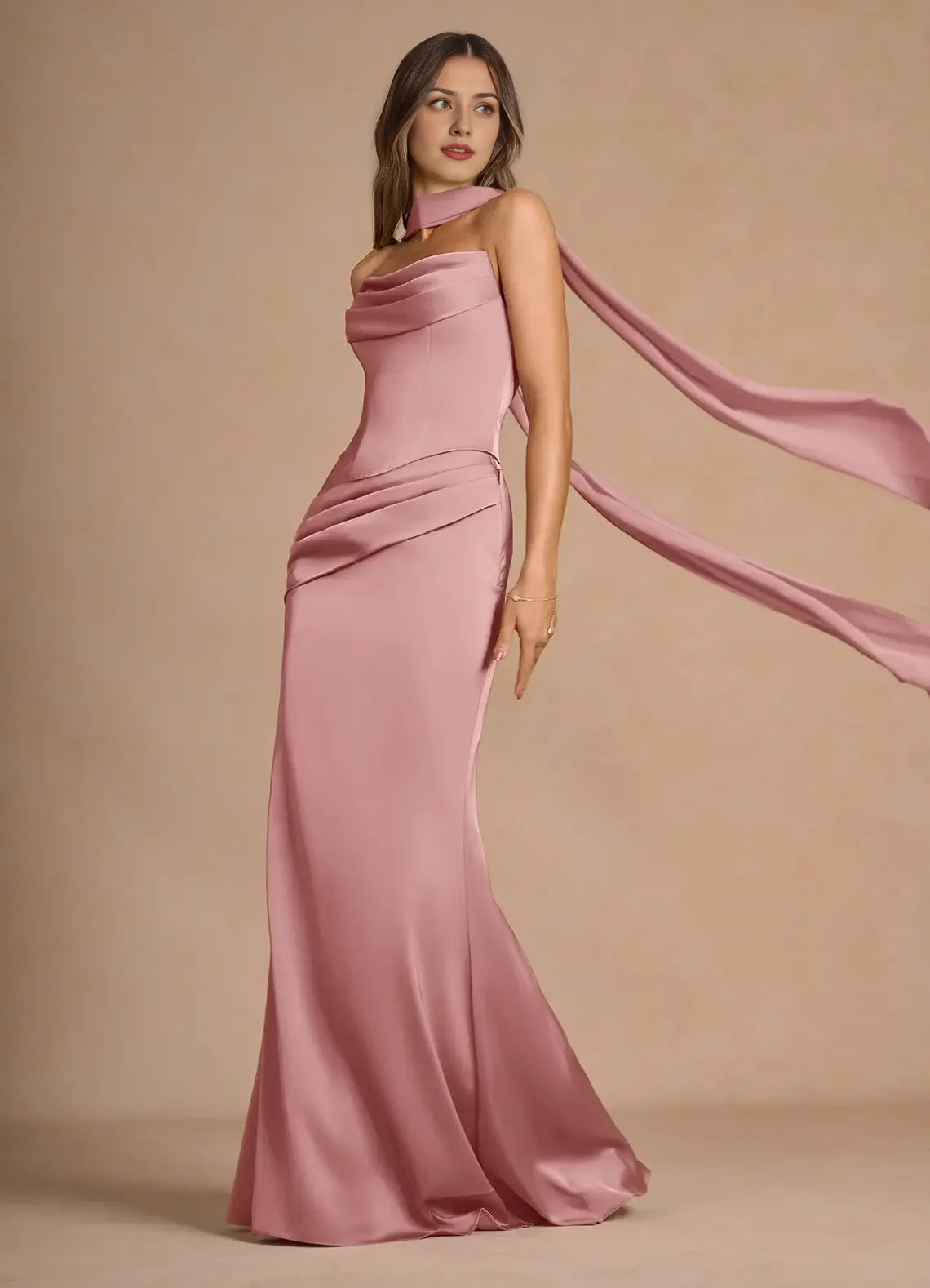 Dress Strapless Elegant Sleeveless Mermaid Maxi Dress Prom Dress Simple Backless Back Evening Dress