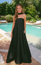 Black Dress Strapless Off the Shoulder Sleeveless Maxi Dress A-Line Solid Color Backless Fashion Prom Dress